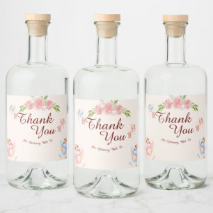 Teddy Bear Thank You Baby Show Water Bottle Label