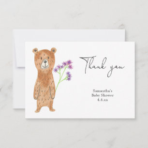 Teddy bear thank you baby shower card