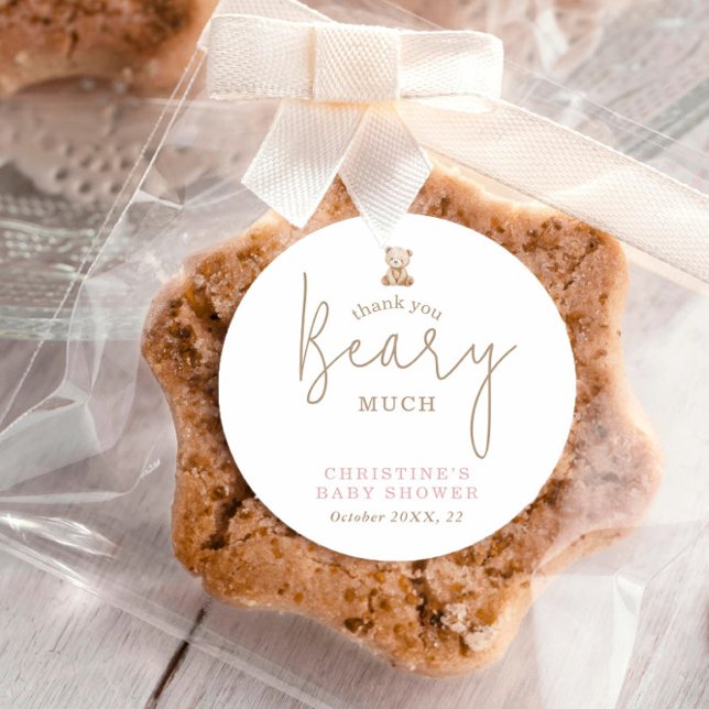 Teddy Bear Thank You Baby Shower Classic Round Sticker (Creator Uploaded)