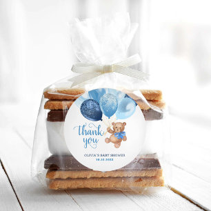 Teddy Bear Thank You Baby Shower Favors Gift Classic Round Sticker