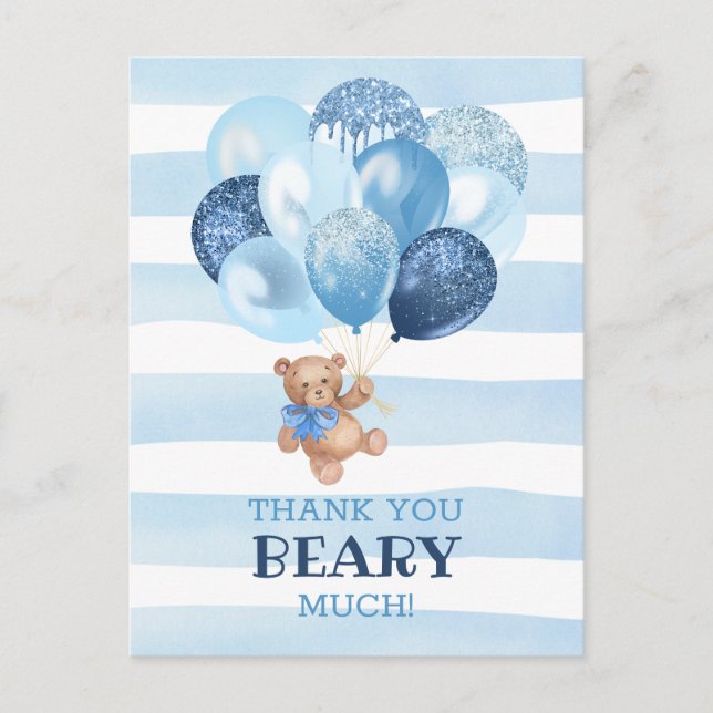 Teddy Bear Thank You Beary Much Postcard (Front)