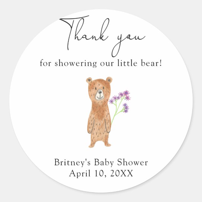 Teddy bear thank you classic round sticker (Front)