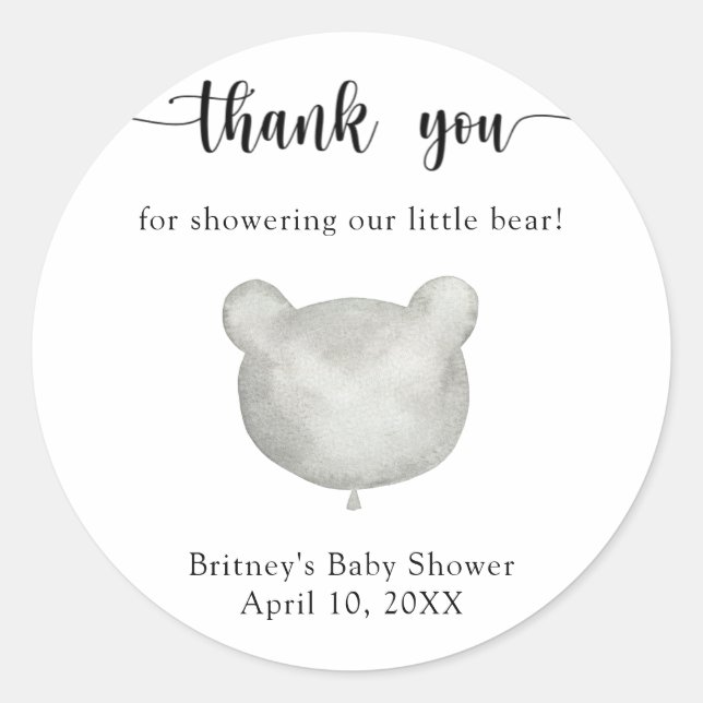 Teddy bear thank you classic round sticker (Front)