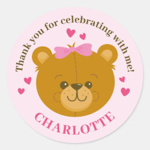 Teddy Bear Thank You Sticker Personalized