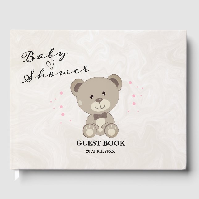 Teddy Bear Theme Baby Shower (Girls Pink)  Guest Book (Front)