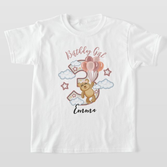 Teddy Bear Third birthday toddler tshirts (Laydown)