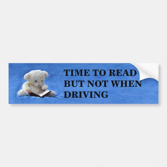 Teddy Bear Time to Read Bumper Sticker, ZKOA Bumper Sticker (Front)