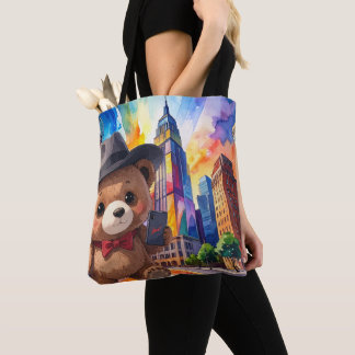 Teddy Bear Touring The City NYC Tourist Vacation Tote Bag