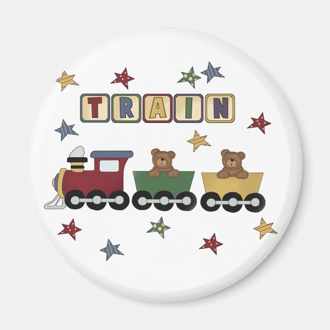 Teddy Bear Train Tshirts and Gifts Magnet (Front)