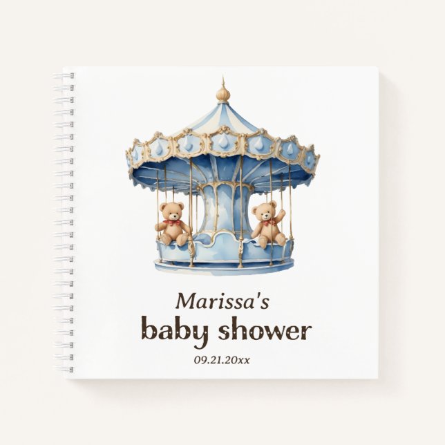 Teddy Bear Twin Boys Baby Shower Guest Book (Front)