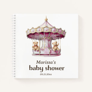 Teddy Bear Twin Girls Baby Shower Guest Book