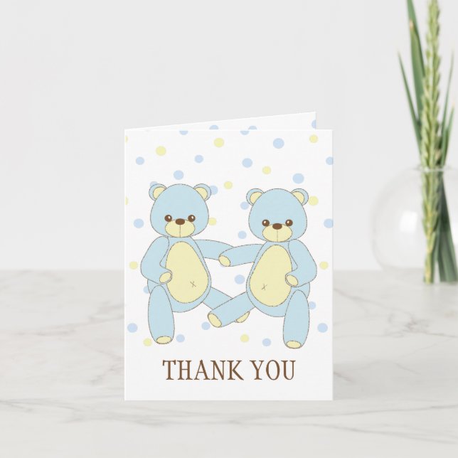 Teddy Bear Twins Thank You Notecard (Front)