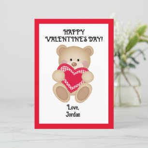Teddy Bear Valentine Card - Personalized Cute Gift