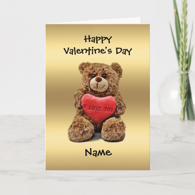 Teddy Bear Valentine for a child Holiday Card (Front)