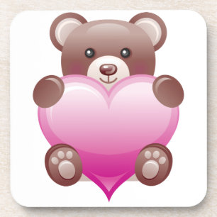 Teddy Bear Valentine Heart Coaster
