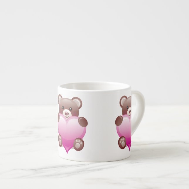 Teddy Bear Valentine Heart Espresso Cup (Front Right)