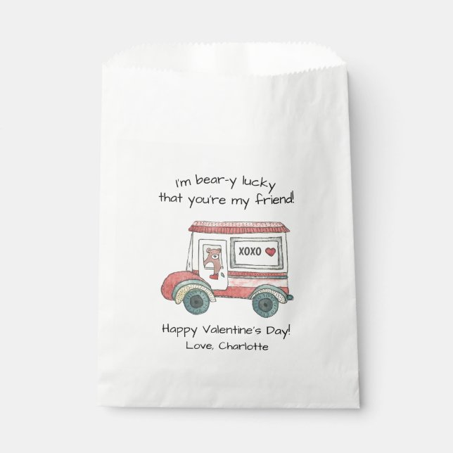 Teddy Bear Valentine Mail Truck Favour Bag (Front)