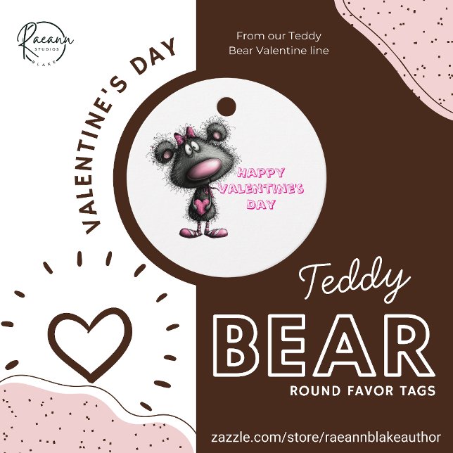 Teddy Bear Valentine Round Favour Tags (Creator Uploaded)