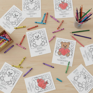 Teddy Bear Valentine's Day Coloring for Students  Postcard