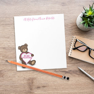 Teddy Bear Valentine's Day Cute Teddy Bear Custom Notepad