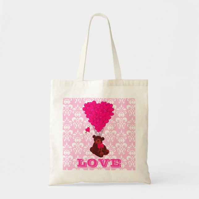 Teddy bear valentines love tote bag (Front)