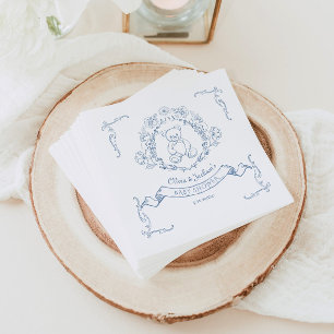 Teddy bear Vintage Chinoiserie Toile Baby shower Napkin