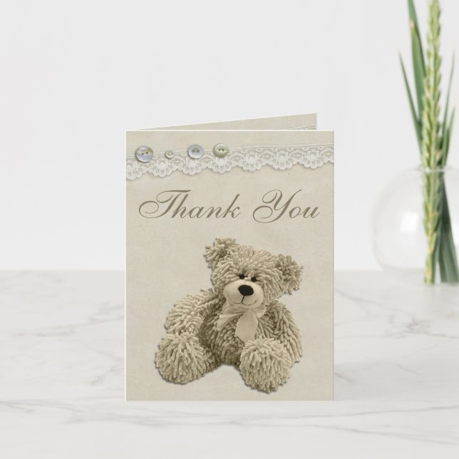 Teddy Bear Vintage Lace Thank You (Front)