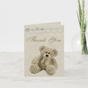 Teddy Bear Vintage Lace Thank You Card