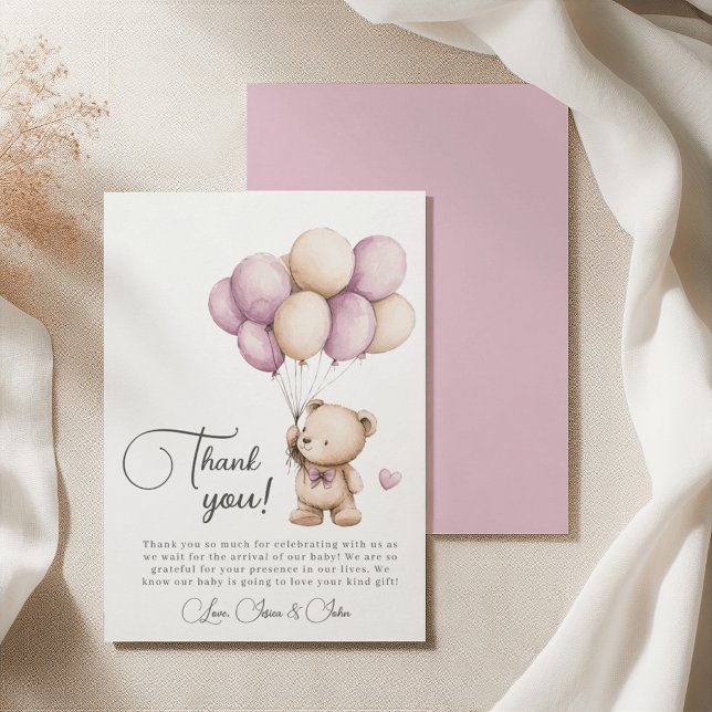 Teddy Bear Violet Purple Beige Balloons Thank You (Creator Uploaded)