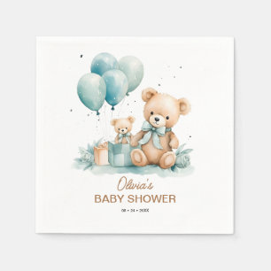 Teddy Bear watercolor Baby Shower Napkin
