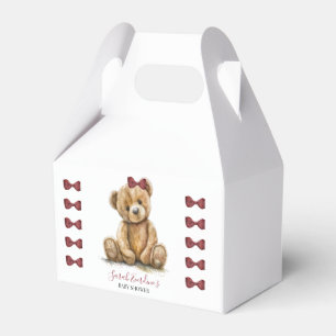 Teddy Bear Watercolor Girl Baby Shower Favor Box
