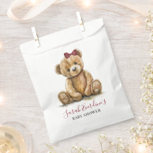 Teddy Bear Watercolor Girl Baby Shower Favour Bag