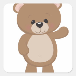 Teddy Bear Waving Square Sticker
