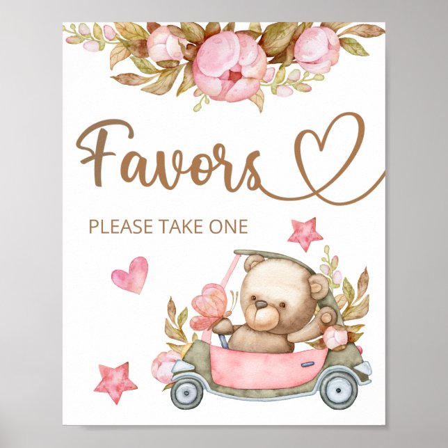 Teddy bear we can bearly wait baby Favours sign (Front)