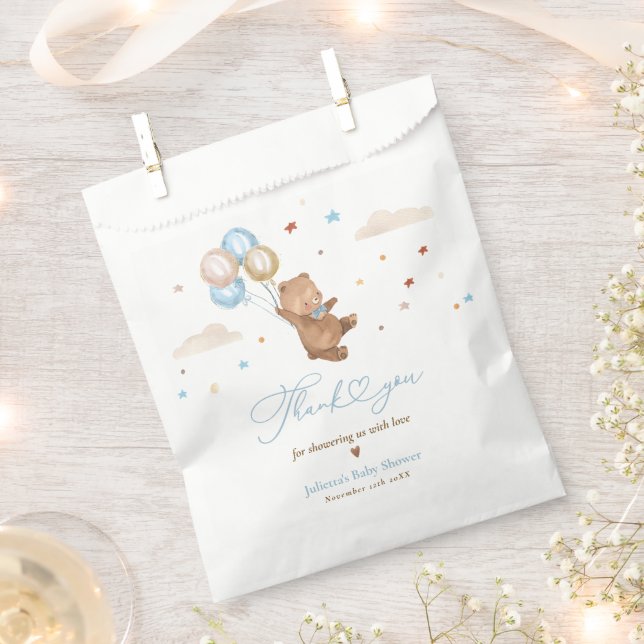 Teddy Bear We Can Bearly Wait Baby Shower Decor Favour Bag (Clipped)