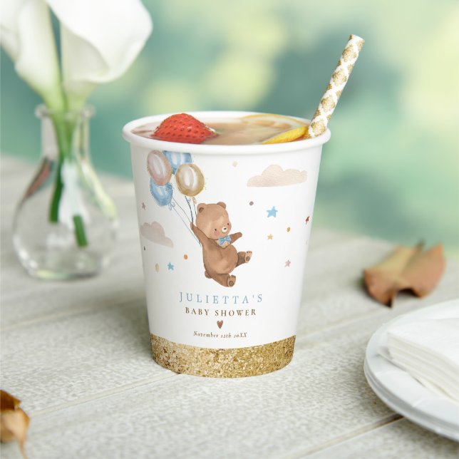 Teddy Bear We Can Bearly Wait Baby Shower Decor  Paper Cups (Insitu)