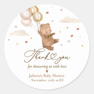 Teddy Bear We Can Bearly Wait Baby Shower Favour Classic Round Sticker