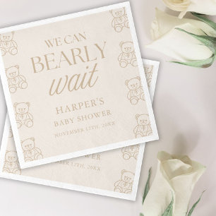 Teddy Bear We Can Bearly Wait Baby Shower Napkin