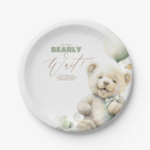 Teddy Bear We Can Bearly Wait Baby Shower Paper Plate