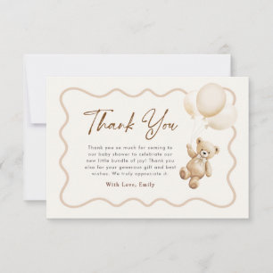 Teddy Bear We Can Bearly Wait Baby Shower Thank You Card