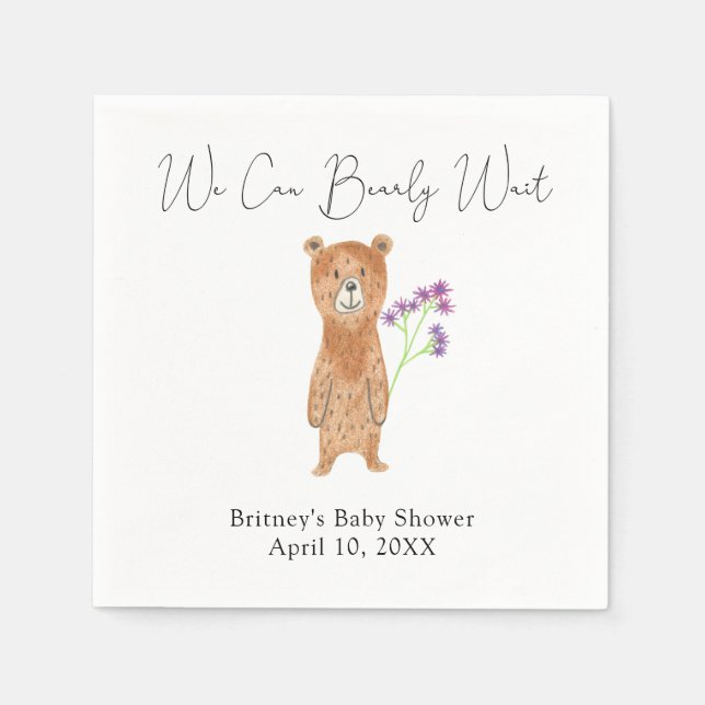 Teddy bear - we can bearly wait napkin (Front)
