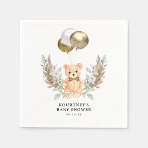 Teddy Bear we can bearly wait Neutral Baby Shower Napkin