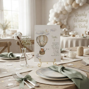 Teddy Bear We Can Bearly Wait Neutral Baby Shower Table Number