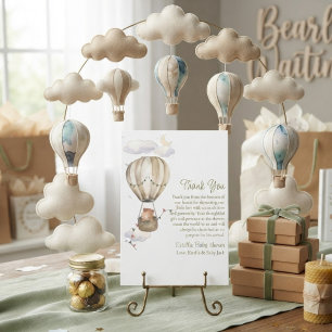 Teddy Bear We Can Bearly Wait Neutral Baby Shower Thank You Card