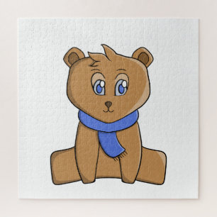 Teddy bear wearing a blue scarf jigsaw puzzle