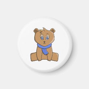 Teddy bear wearing a blue scarf magnet