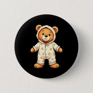 Teddy Bear Wearing Pajamas 2 Inch Round Button