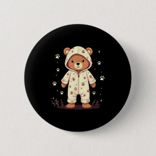 Teddy Bear Wearing Pajamas 2 Inch Round Button