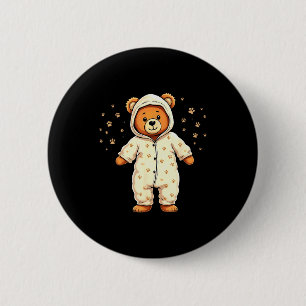 Teddy Bear Wearing Pajamas 2 Inch Round Button