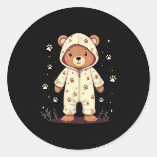 Teddy Bear Wearing Pajamas  Classic Round Sticker